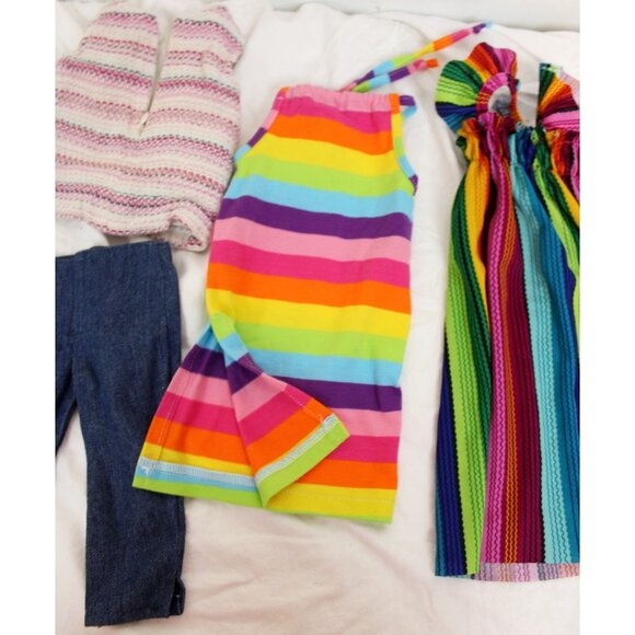 18" Doll Clothing Lot Handmade OG Dress Jeans Shirt 4pc Lot Rainbow Stripes - Picture 5 of 6